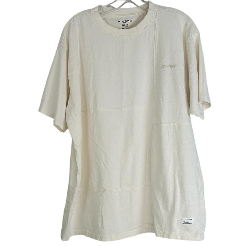 Public Supply NYC Mens SZ 2XL Cream Short Sleeve Streetwear T-Shirt New York
